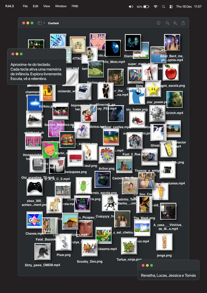 The project’s interface poster: a desktop window filled with named memory files