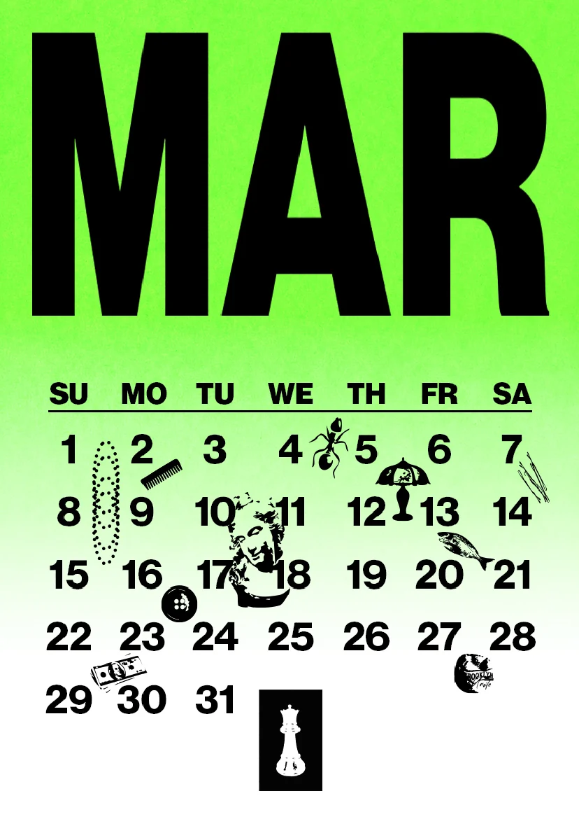 DEBRIS 2026 pocket calendar — March