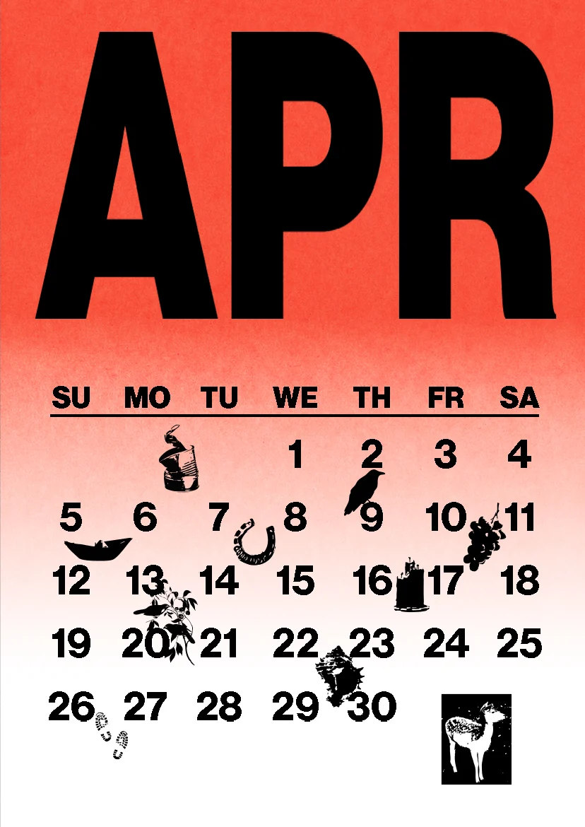 DEBRIS 2026 pocket calendar — April