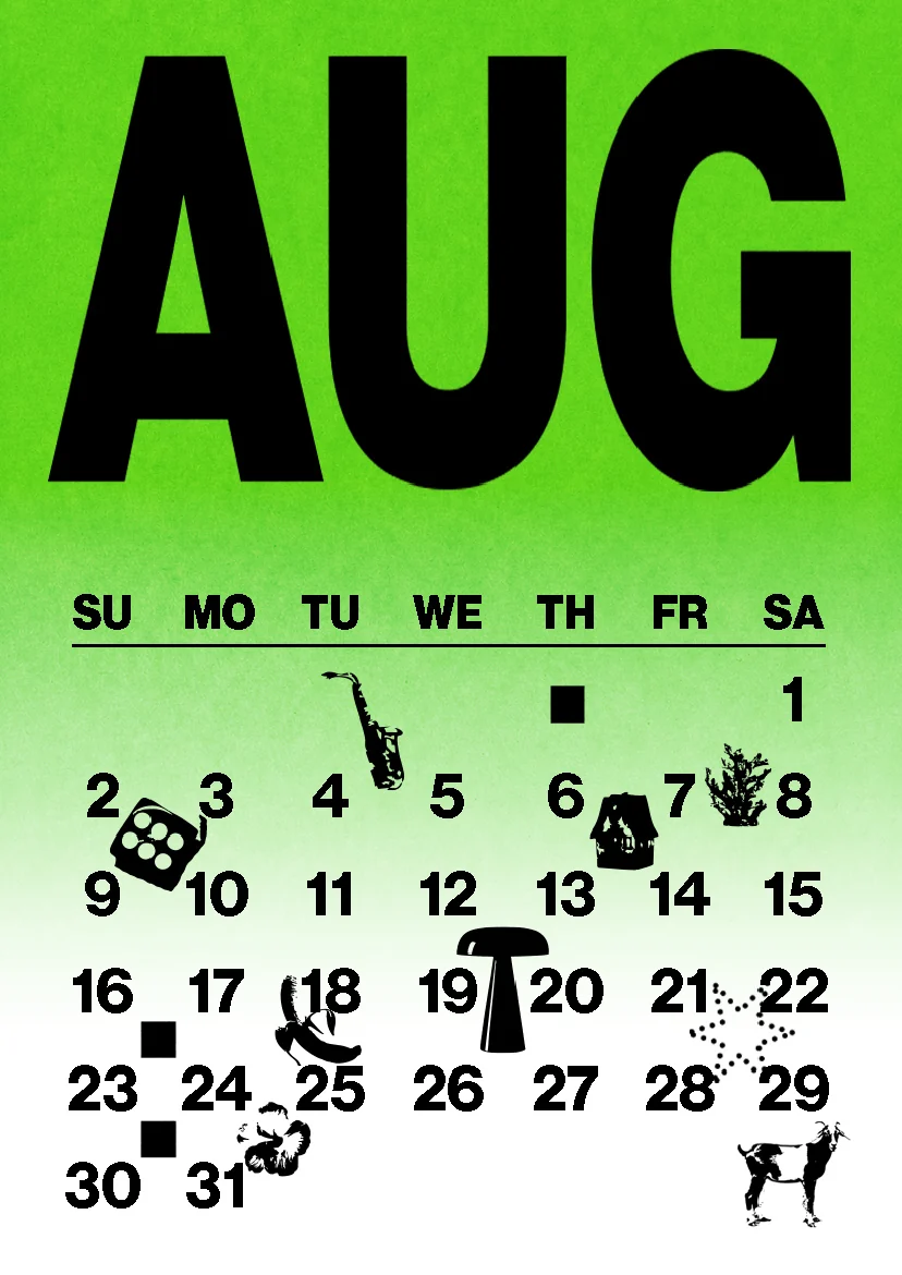 DEBRIS 2026 pocket calendar — August