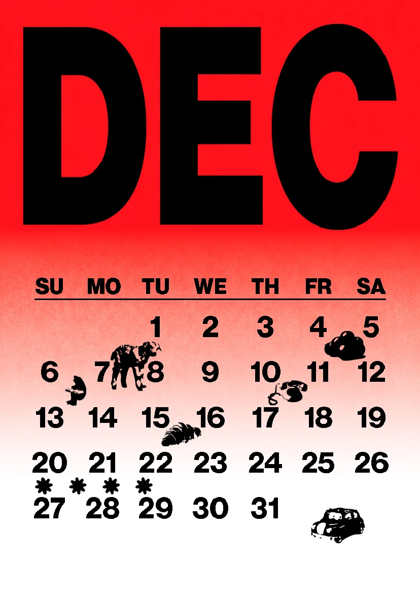 DEBRIS 2026 pocket calendar — December