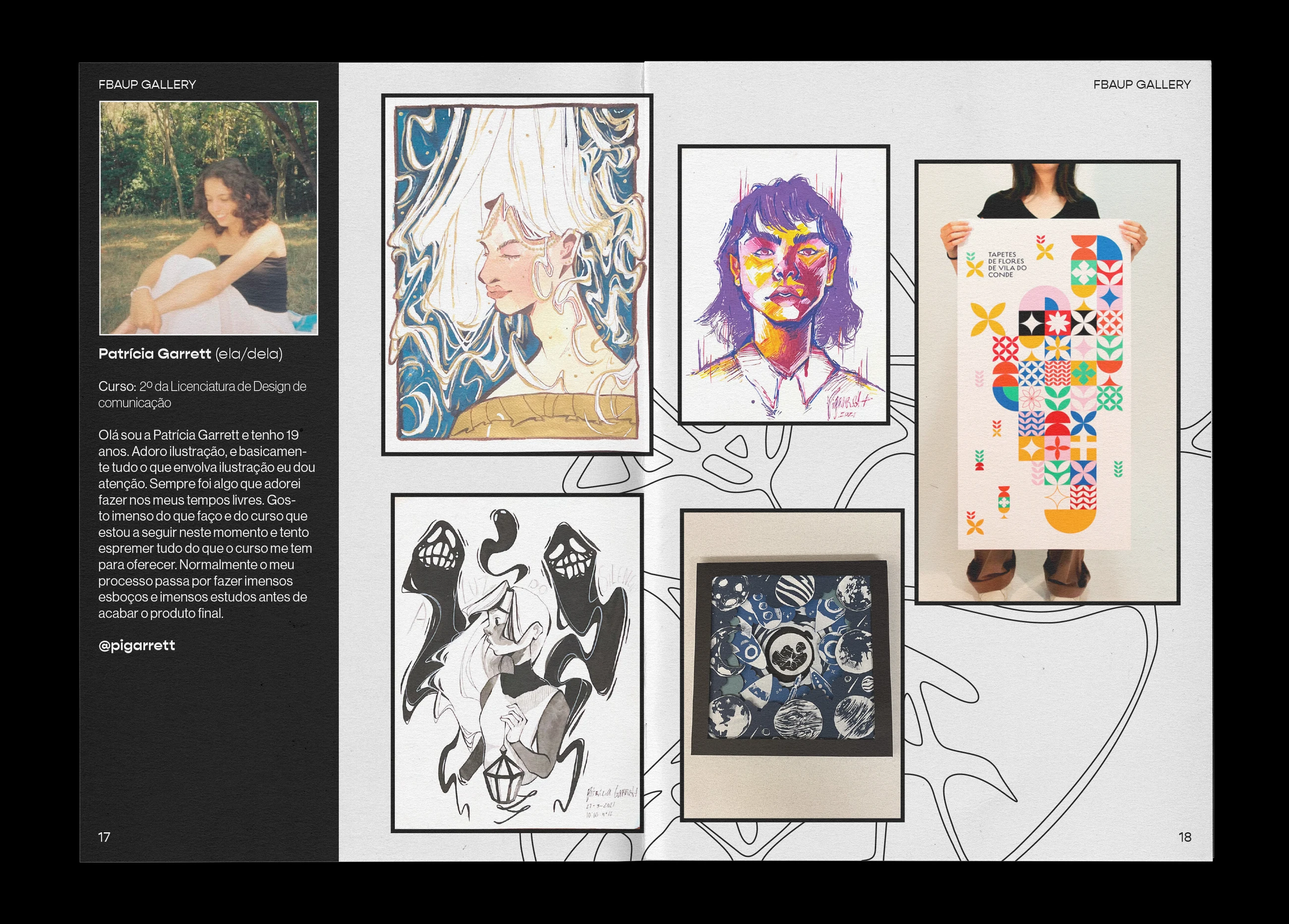 Artist spread — Patrícia Garrett, with mixed-media pieces