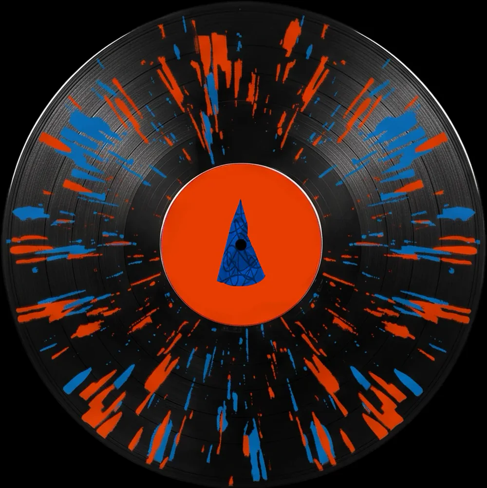 The splattered vinyl, seen face on