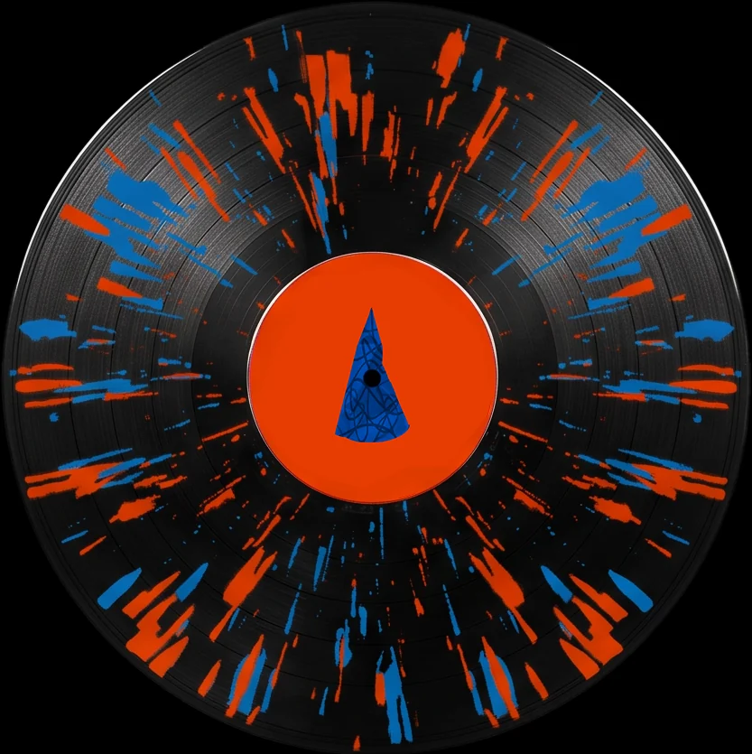 The splattered vinyl, seen face on