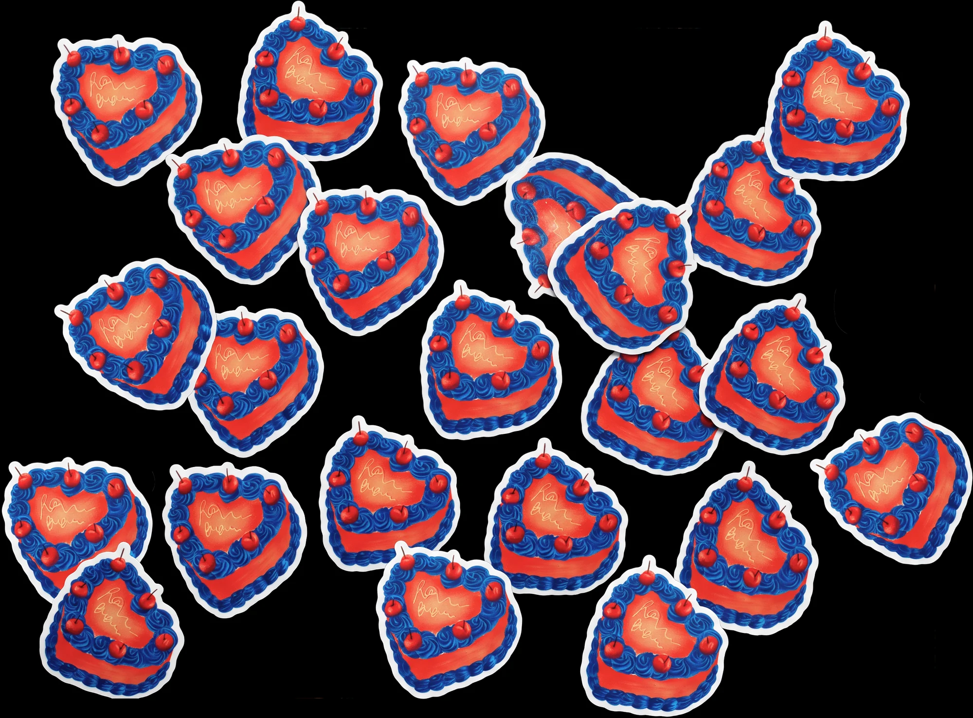 The heart stickers, scattered